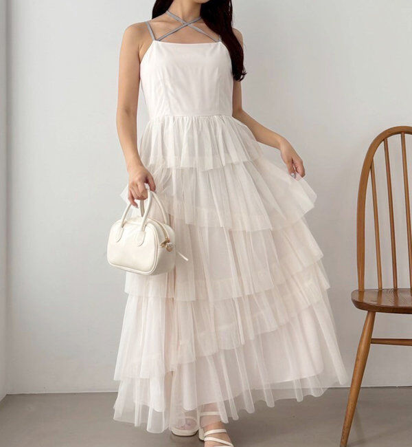  「ティアードフリルキャミワンピース」|ワンピース|