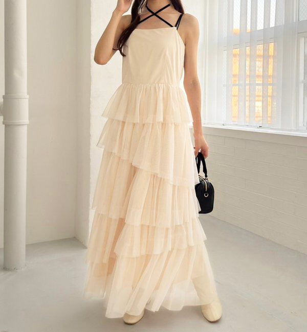  「ティアードフリルキャミワンピース」|ワンピース|