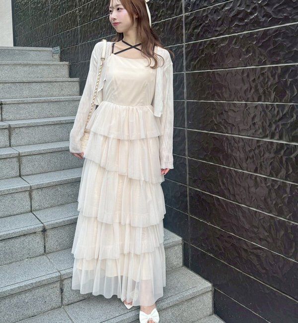  「ティアードフリルキャミワンピース」|ワンピース|