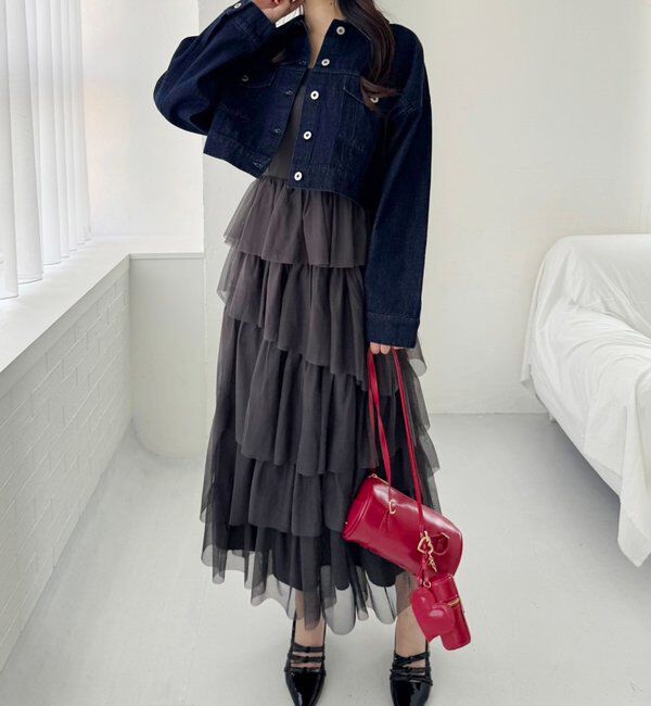  「ティアードフリルキャミワンピース」|ワンピース|