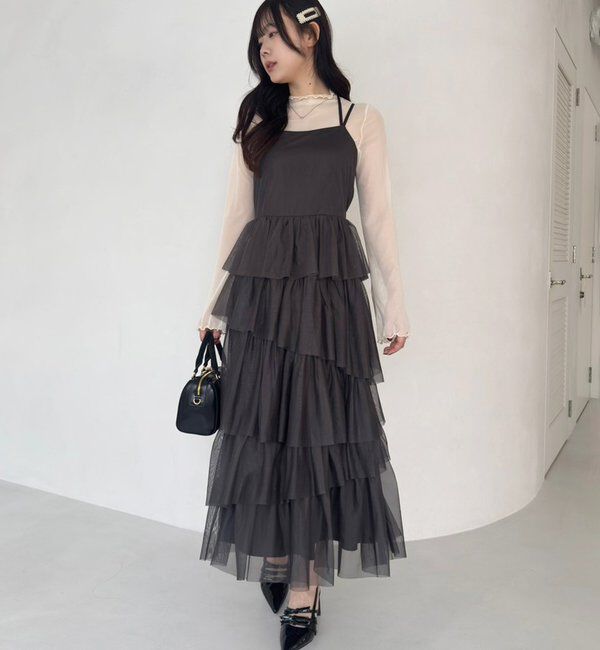  「ティアードフリルキャミワンピース」|ワンピース|