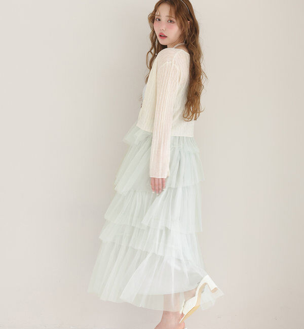  「ティアードフリルキャミワンピース」|ワンピース|