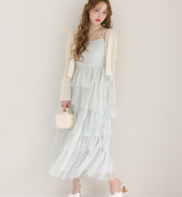  「ティアードフリルキャミワンピース」|ワンピース|