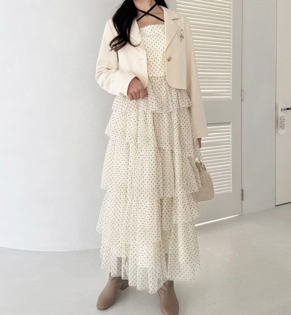  「ティアードフリルキャミワンピース」|ワンピース|