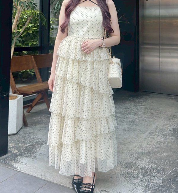  「ティアードフリルキャミワンピース」|ワンピース|