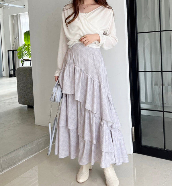  「ティアードフリルロングスカート」|スカート|