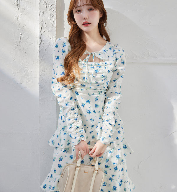  「【推し活collection】シャーリングリボンワンピース」|ワンピース|