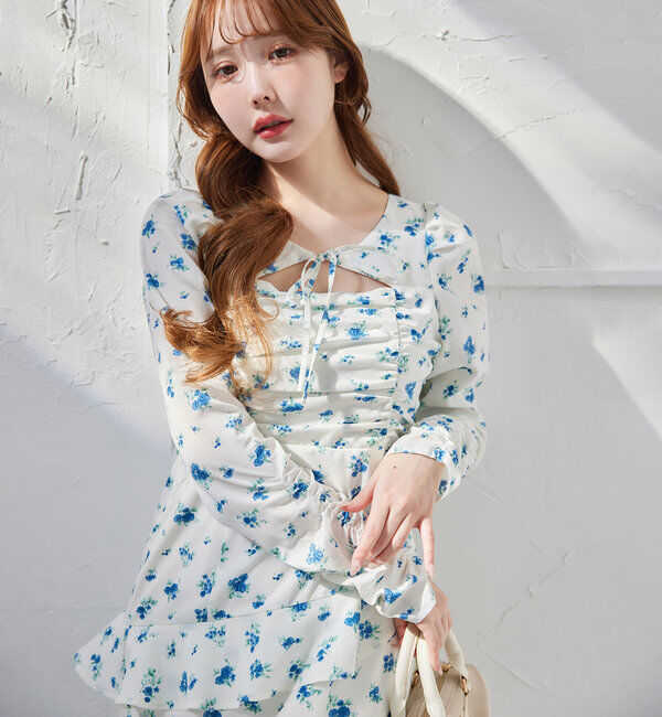  「【推し活collection】シャーリングリボンワンピース」|ワンピース|