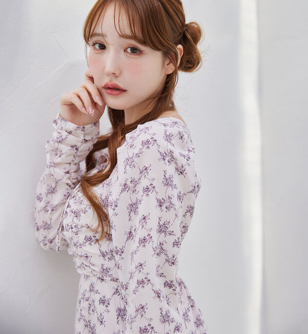  「【推し活collection】シャーリングリボンワンピース」|ワンピース|