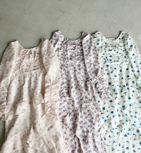  「【推し活collection】シャーリングリボンワンピース」|ワンピース|