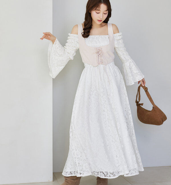  「コルセットベストSETワンピース」|ワンピース|アイボリー