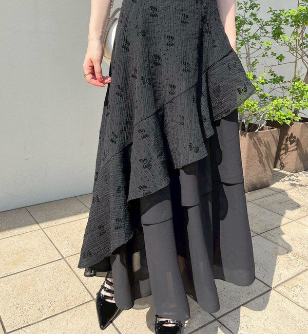  「【Black collection】イレヘムティアードロングワンピース」|ワンピース|