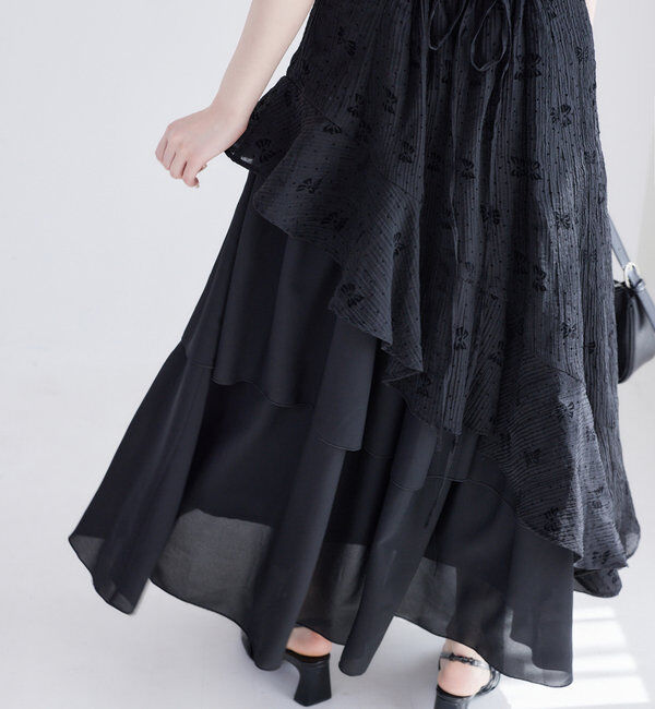  「【Black collection】イレヘムティアードロングワンピース」|ワンピース|