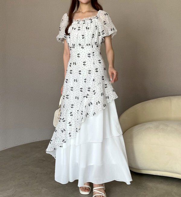  「【Black collection】イレヘムティアードロングワンピース」|ワンピース|