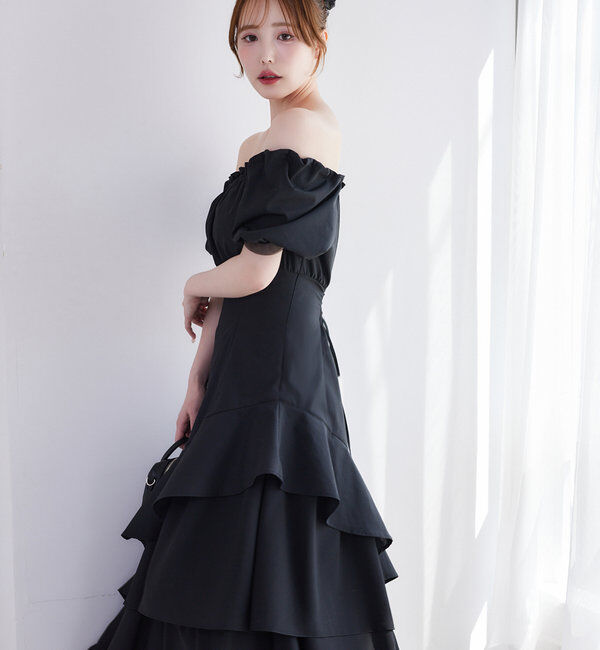  「【Black collection】イレヘムティアードロングワンピース」|ワンピース|
