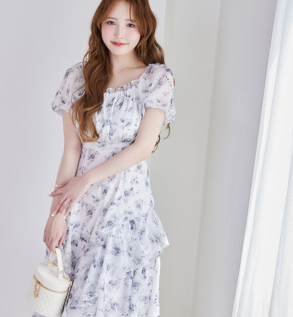  「【Black collection】イレヘムティアードロングワンピース」|ワンピース|ホワイト系その他