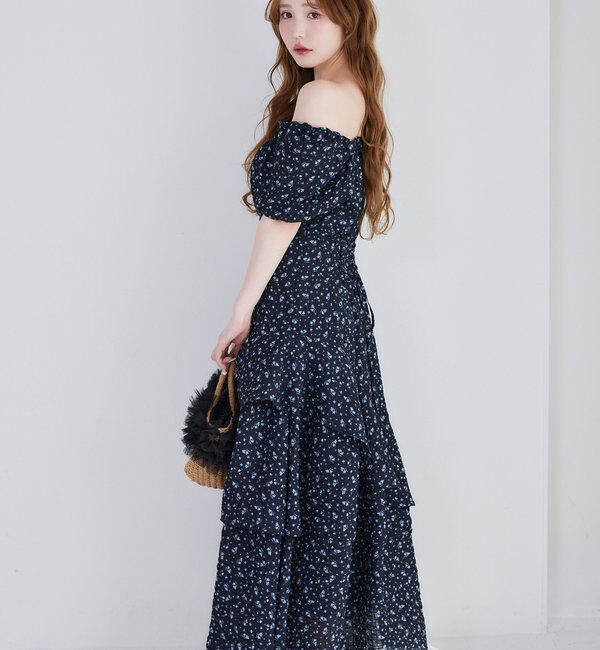  「【Black collection】イレヘムティアードロングワンピース」|ワンピース|