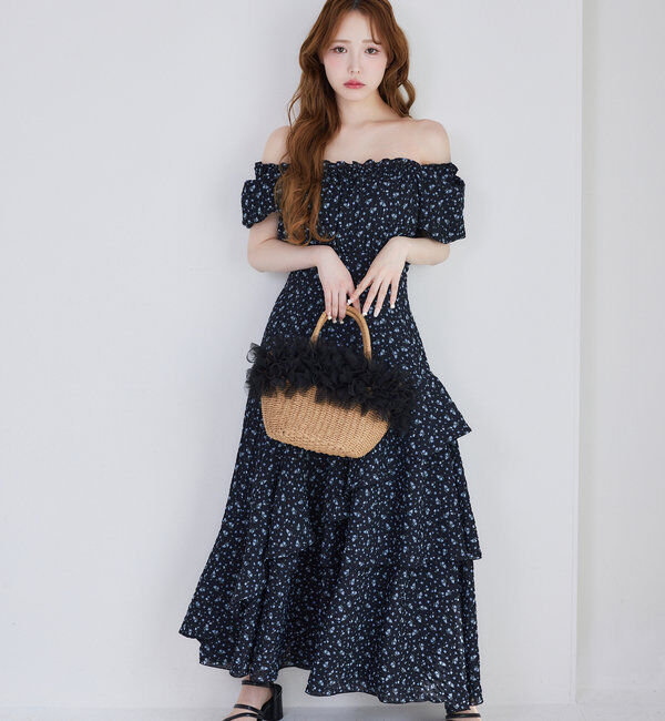  「【Black collection】イレヘムティアードロングワンピース」|ワンピース|