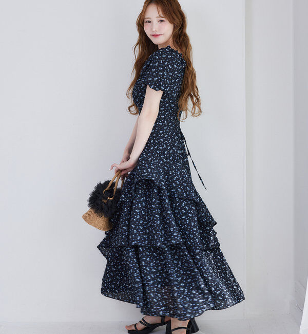  「【Black collection】イレヘムティアードロングワンピース」|ワンピース|