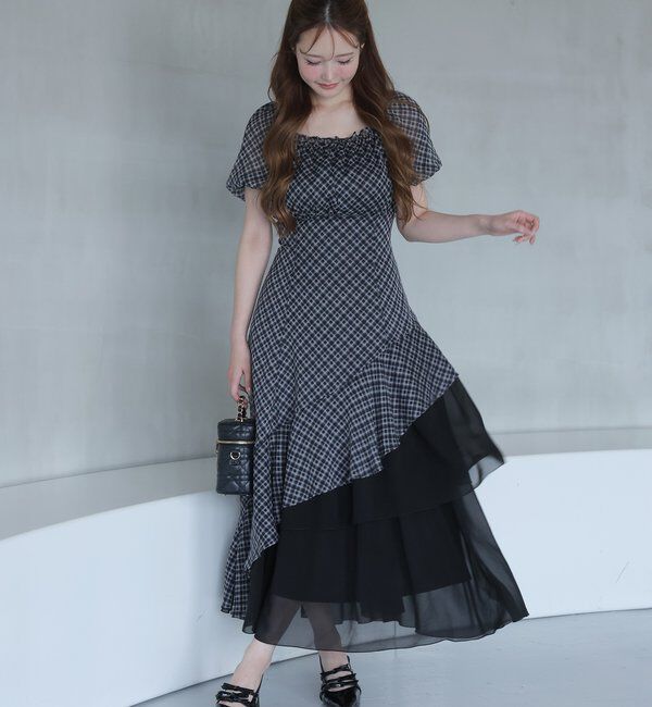  「【Black collection】イレヘムティアードロングワンピース」|ワンピース|
