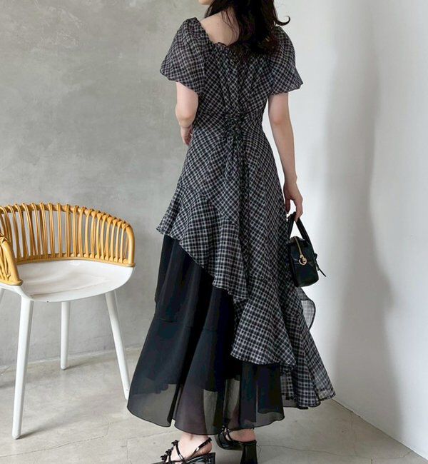  「【Black collection】イレヘムティアードロングワンピース」|ワンピース|
