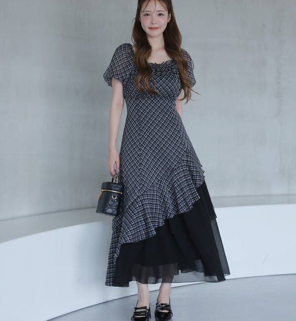  「【Black collection】イレヘムティアードロングワンピース」|ワンピース|