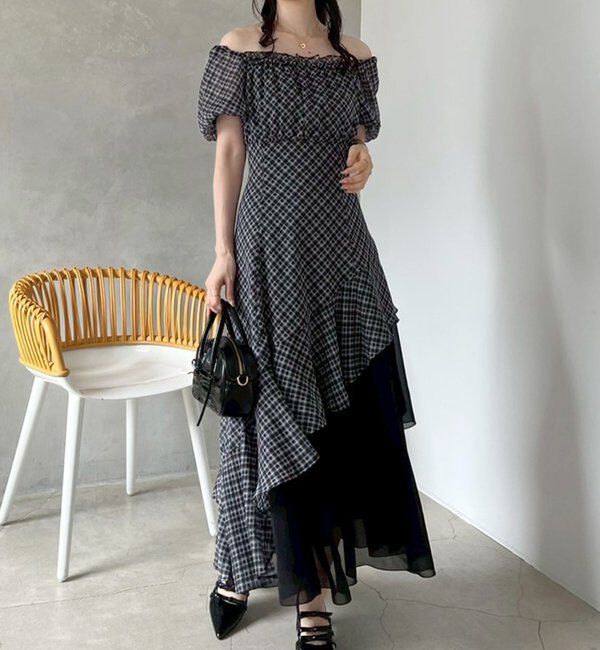  「【Black collection】イレヘムティアードロングワンピース」|ワンピース|