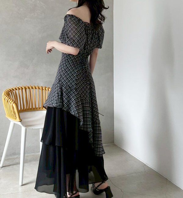  「【Black collection】イレヘムティアードロングワンピース」|ワンピース|