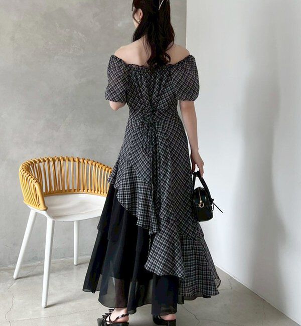  「【Black collection】イレヘムティアードロングワンピース」|ワンピース|