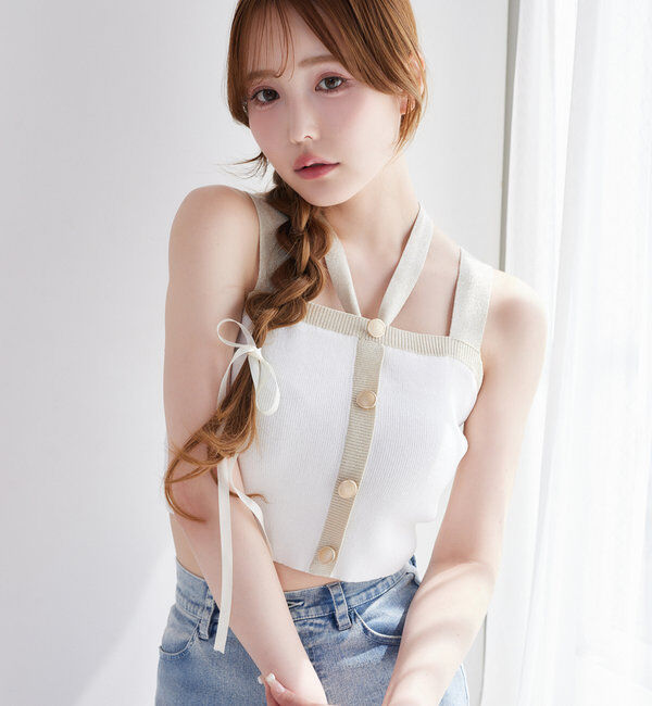  「【セット対応】配色ラメニットビスチェ」|ニット・セーター|