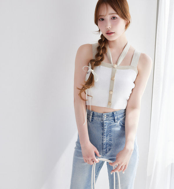  「【セット対応】配色ラメニットビスチェ」|ニット・セーター|