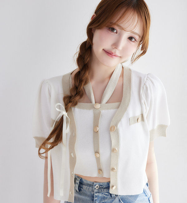  「【セット対応】配色ラメニットビスチェ」|ニット・セーター|