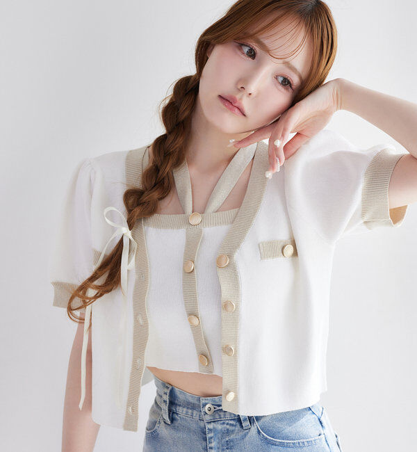  「【セット対応】配色ラメニットビスチェ」|ニット・セーター|