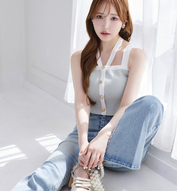  「【セット対応】配色ラメニットビスチェ」|ニット・セーター|