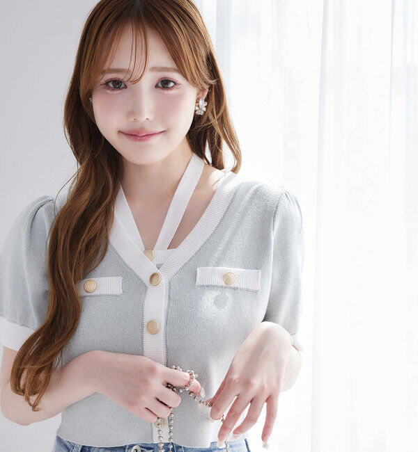  「【セット対応】配色ラメニットビスチェ」|ニット・セーター|