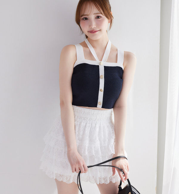  「【セット対応】配色ラメニットビスチェ」|ニット・セーター|