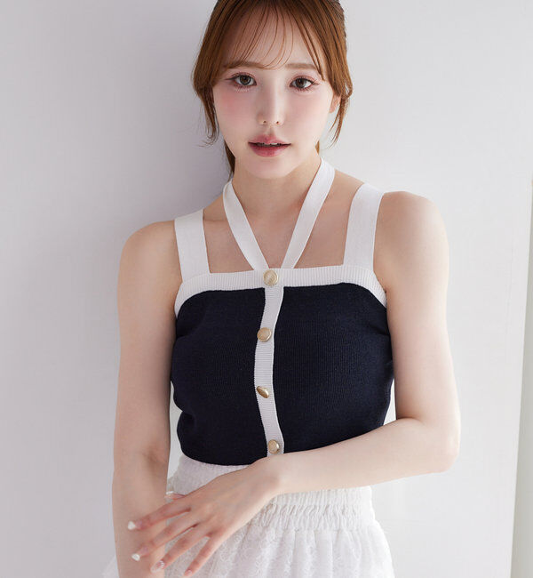  「【セット対応】配色ラメニットビスチェ」|ニット・セーター|