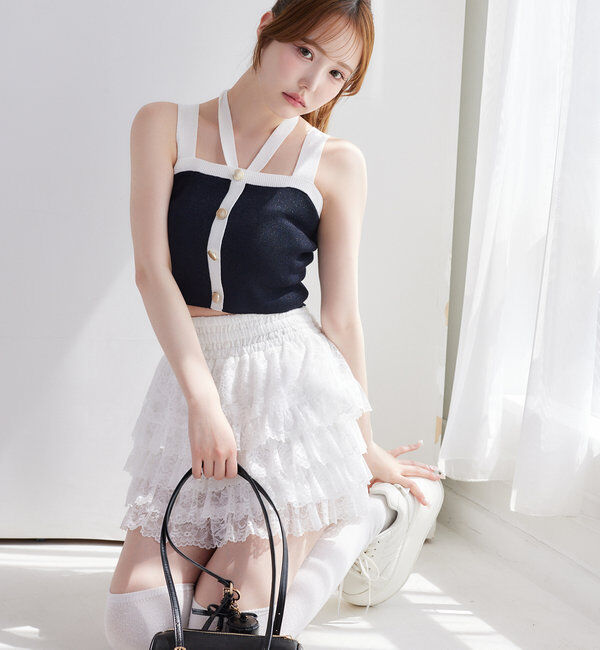  「【セット対応】配色ラメニットビスチェ」|ニット・セーター|