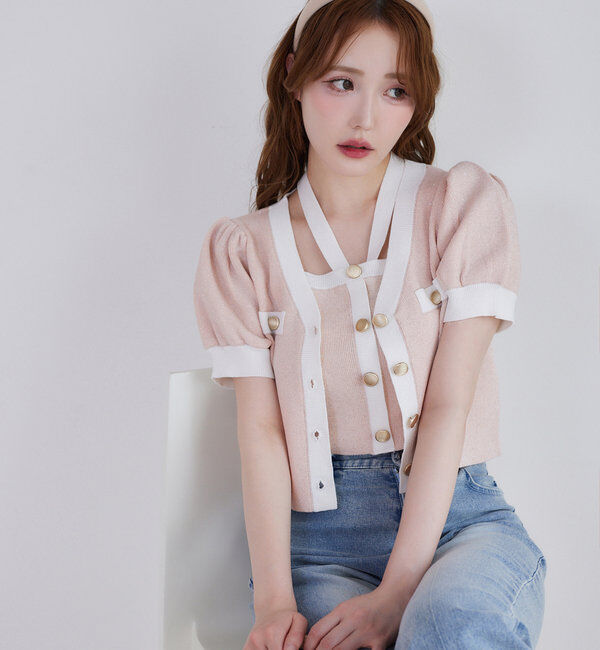  「【セット対応】配色ラメニットビスチェ」|ニット・セーター|