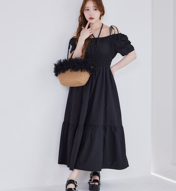  「【ウエスト細見え】シャーリングアソートワンピ」|ワンピース|