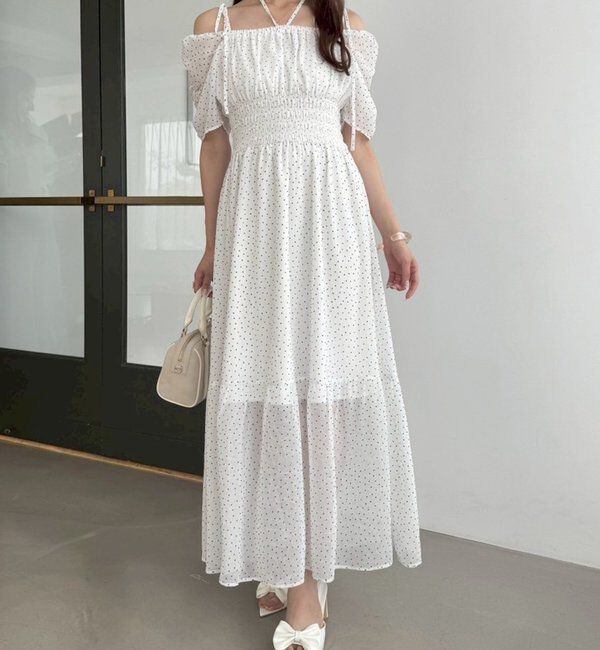  「【ウエスト細見え】シャーリングアソートワンピ」|ワンピース|