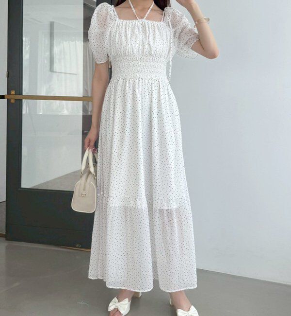  「【ウエスト細見え】シャーリングアソートワンピ」|ワンピース|