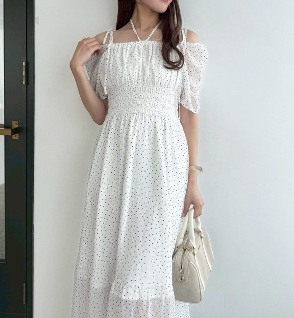  「【ウエスト細見え】シャーリングアソートワンピ」|ワンピース|