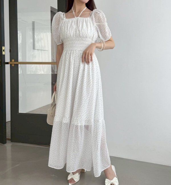  「【ウエスト細見え】シャーリングアソートワンピ」|ワンピース|