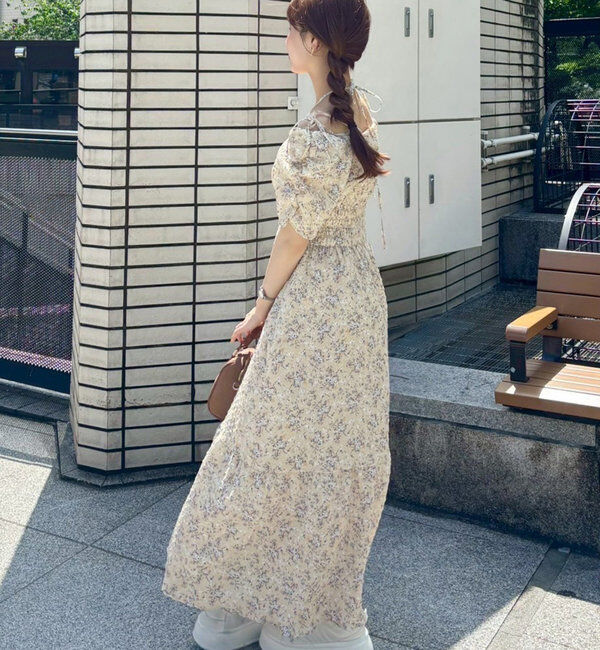  「【ウエスト細見え】シャーリングアソートワンピ」|ワンピース|