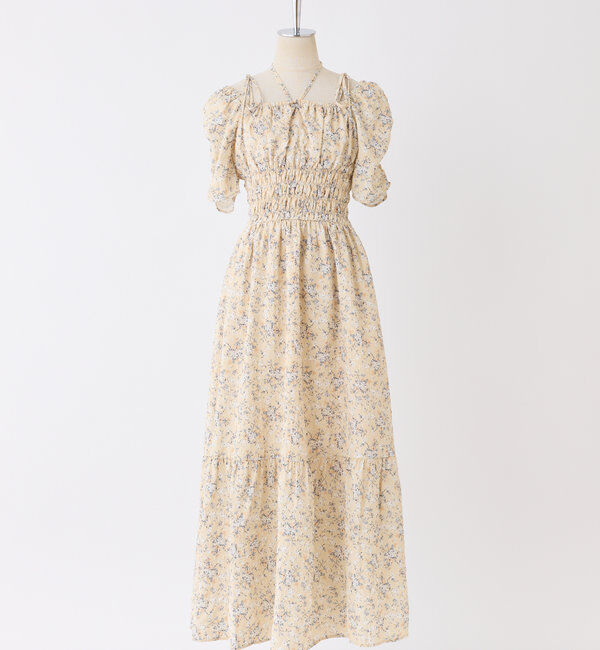  「【ウエスト細見え】シャーリングアソートワンピ」|ワンピース|