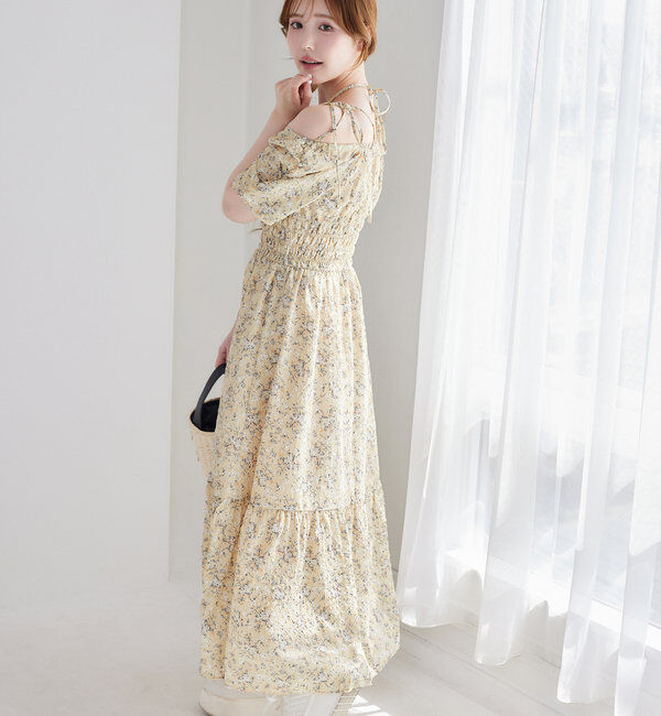  「【ウエスト細見え】シャーリングアソートワンピ」|ワンピース|