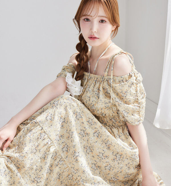  「【ウエスト細見え】シャーリングアソートワンピ」|ワンピース|