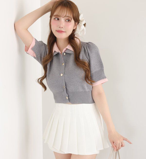  「今期トレンド/重ね襟半袖ニット」|ニット・セーター|