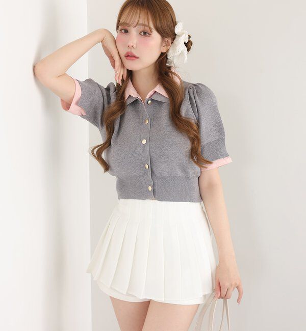  「今期トレンド/重ね襟半袖ニット」|ニット・セーター|